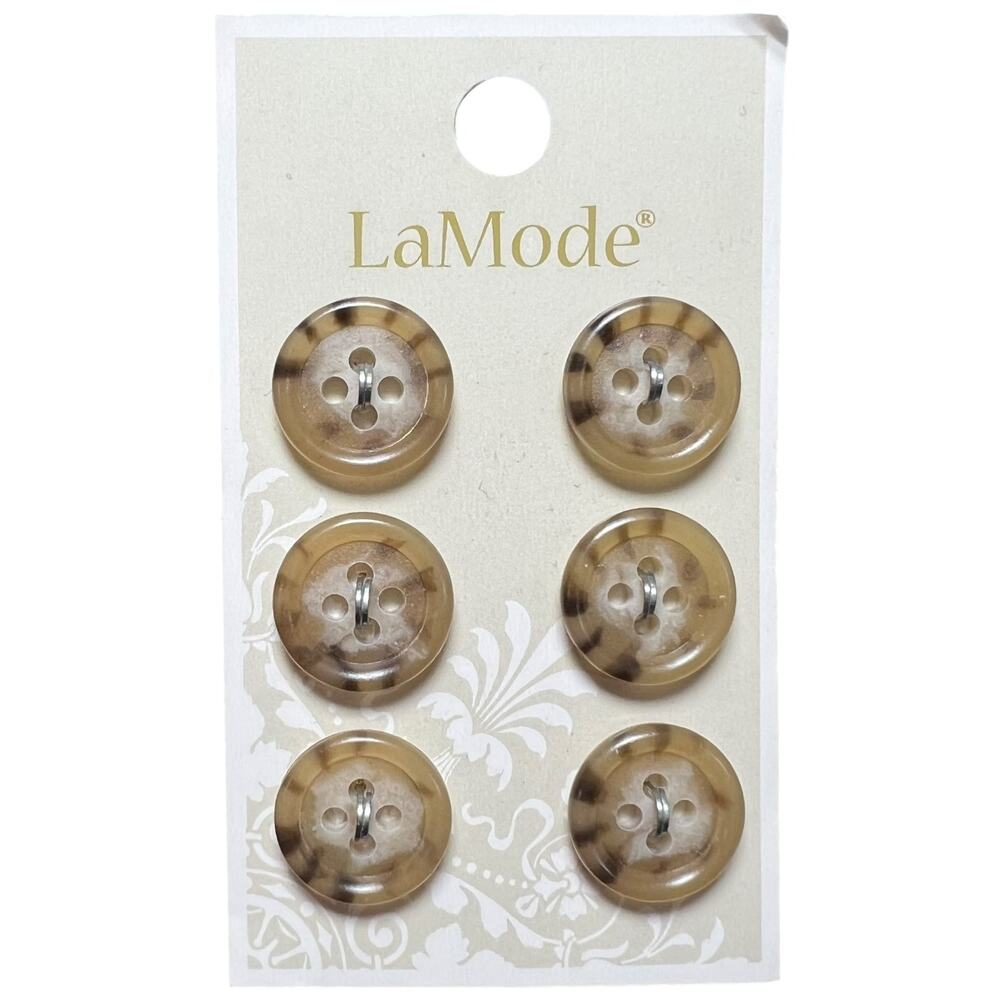 La Mode Tortoise Shell Brown Marbled Buttons Blumenthal 6 Count